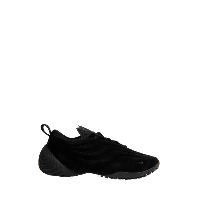 Image 1 of 5 - BLACK - NIKE Astra Ultra Sneaker featuring luxe upper with rippling design lines, sleek, low-profile silhouette, asymmetrical velvet laces, rounded toe, heel pull tab and rubber outsole.