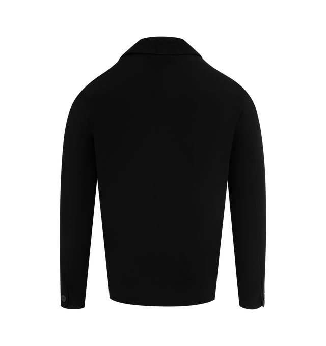 Image 2 of 3 - BLACK - THE ROW Kian Jacket featuring a buttoned front, classic collar, rounded chest pockets, patch pockets, interal pocket and one button cuffs. 100% cotton. Lined in silk. Made in Italy.
