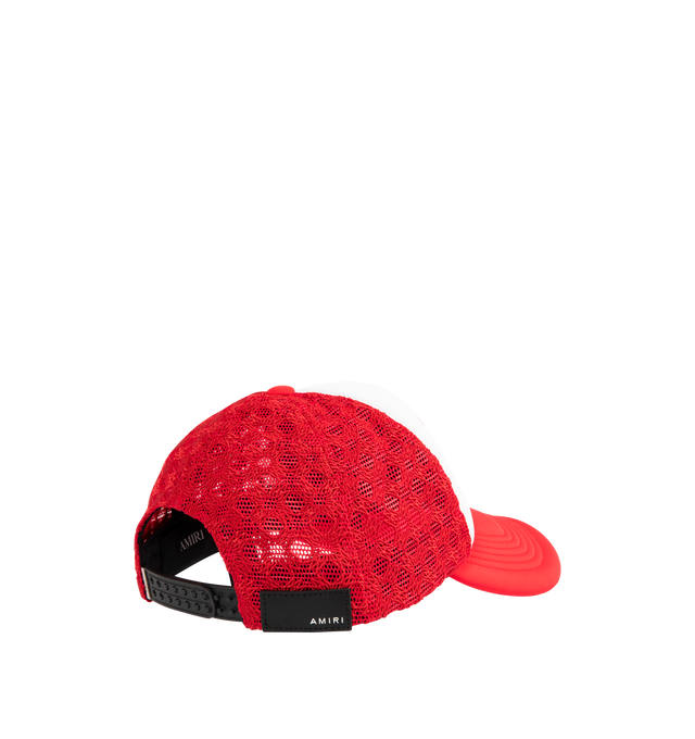 Image 3 of 3 - RED - AMIRI MA Two Tone Trucker Hat featuring embroidered MA icon, curved brim and double snapback fastening. Cotton, lyocell, polyester.