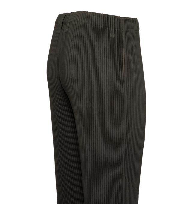 Image 3 of 4 - GREY - ISSEY MIYAKE Tailored Pleats 1 featuring classic and structural design, straight, slim fit, two pockets and an elastic waistband. 100% polyester (knit). 