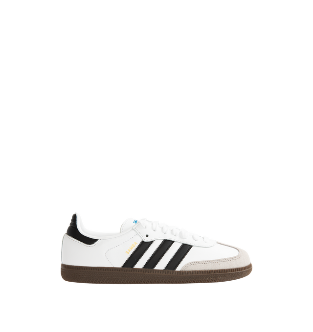 Image 1 of 5 - WHITE - ADIDAS Samba Classic Sneakers are a lace-up style with suede overlays, synthetic leather uppers, lightweight EVA midsole, and gum rubber outsoles. Unisex style in men's sizes.