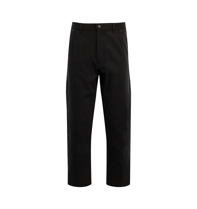 Image 1 of 3 - BLACK - MONCLER Canvas Pants featuring zipper and snap button closure, side and back pockets and embroidered logo. 100% cotton. 