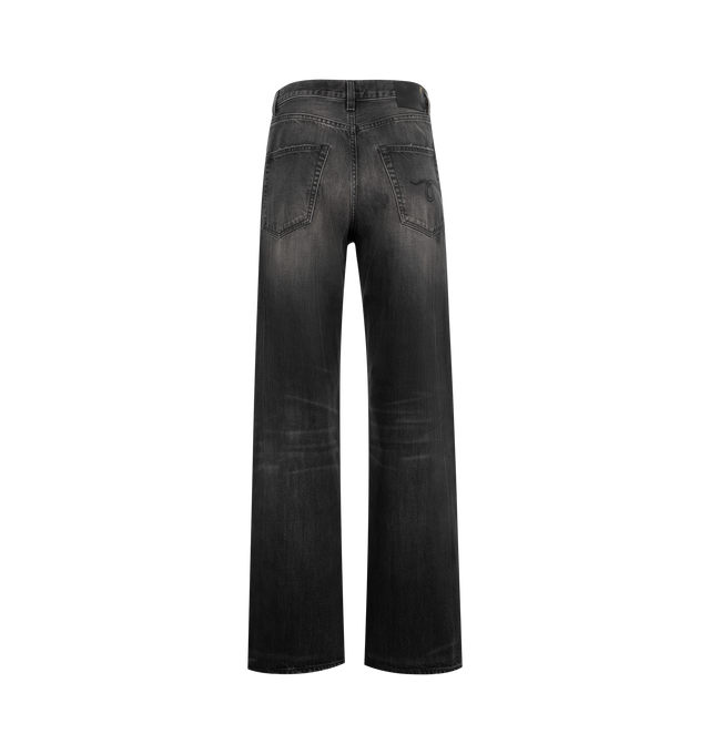 Image 2 of 3 - BLACK - R13 D'Arcy Loose Jeans with wide legs crafted from 12.5 oz. rigid black denim with a mildly worn wash. Featuring five-pocket style, belt loops and button/zip fly. 100% Cotton.