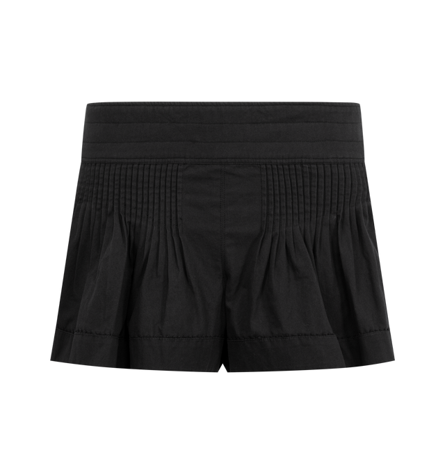 Image 1 of 3 - BLACK - ISABEL MARANT Cybila Short featuring tightly spaced pintucks to create volume, trimmed with delicate cotton picot lace at the cuffs and pockets, lightly padded waistband, hidden side-zip closure and front slant pockets. 100% cotton.
