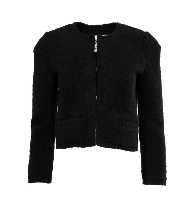Image 1 of 3 - BLACK - ISABEL MARANT Pully Jacket featuring long sleeves, cropped silhouette, decorative pockets and front closure. 92% virgin wool, 7% alpaca, 1% polyamide. 