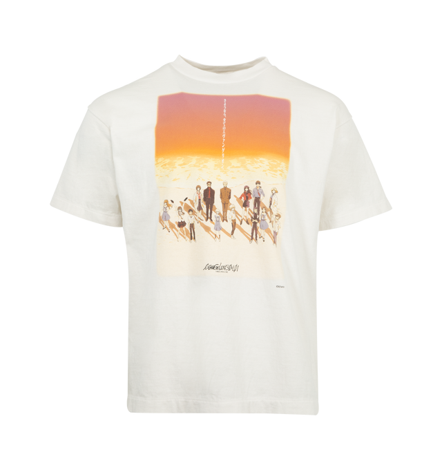 Image 1 of 2 - WHITE - SAINT MICHAEL Printed Tee featuring soft cotton, ribbed neck, bold graphics, relaxed fit, and short sleeves. 100% cotton.