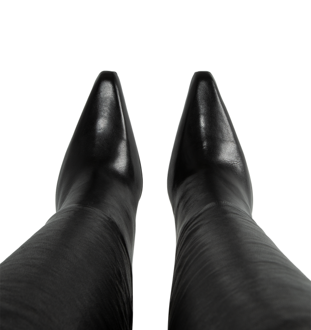 Image 4 of 4 - BLACK - PARIS TEXAS Jane Boot featuring smooth calf leather, block heel, pointed toe, pull-on style and leather outsole. 100MM. Lining: leather. Made in Italy. 
