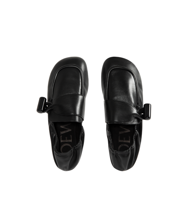 Image 4 of 4 - BLACK - LOEWE Toggle Loafer in shiny smooth calfskin with a signature lacquered toggle embellishment on the upper, engraved Anagram on toggle embellishment and padded leather insole. Shiny smooth calf. Made in Italy.