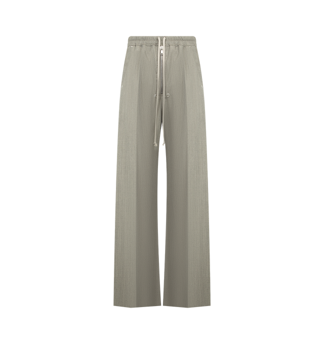 Image 1 of 3 - GREY - RICK OWENS Wide Bela Pants featuring zip fly and drawstring waistband, 4-pocket styling, lightweight twill fabric and relaxed fit. 100% wool. Made in Italy.