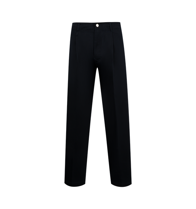 Image 1 of 3 - NAVY - HUMAN MADE Skater Pants featuring chino pants with a wide silhouette, left side pocket is sized to fit an iPhone and carabiner clip also included. 100% cotton.