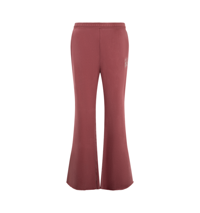 Image 1 of 3 - RED - Market Men's Big Stitch Open Leg Sweatpants are crafted from heavyweight cotton fleece and feature a relaxed open-leg silhouette with oversized contrast stitching, an elasticated drawstring waistband, side pockets, and a back pocket for everyday functionality. These designer sweatpants combine premium comfort with Market's signature contemporary streetwear aesthetic, creating an elevated essential for casual wear. Main Material: 100% Cotton.
