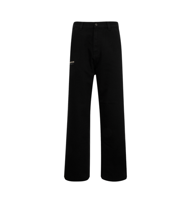 Image 1 of 3 - BLACK - CARHARTT WIP OG Single Knee Pant featuring heavyweight cotton, Dearborn Canvas in a loose straight fit, triple-stitched, Bartack stitching at vital stress points, zip fly, graphic prints, tool pockets, hammer loop and woven Square Label on the rear. 100% organic cotton.
