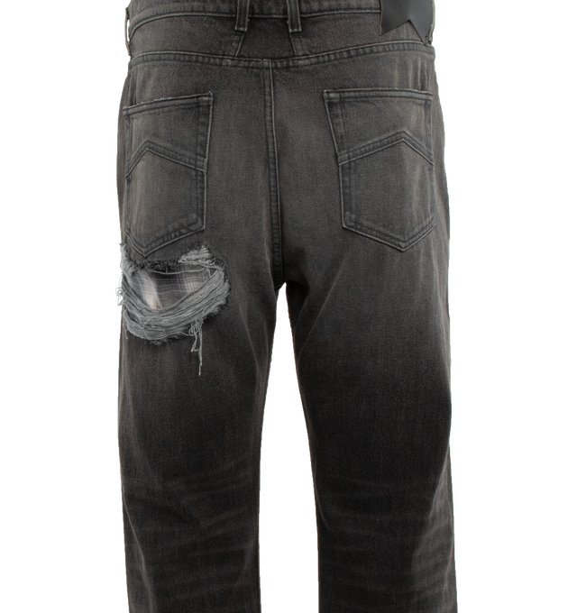 Image 4 of 5 - BLACK - RHUDE Classic Fit Stretch Cotton Denim Jeans in a mid-rise design with distinctive seamlines, an integrated boxer brief, and exclusive Rhude Closure button & hardware for a personalized touch. 98% COTTON, 2% ELASTANE. 