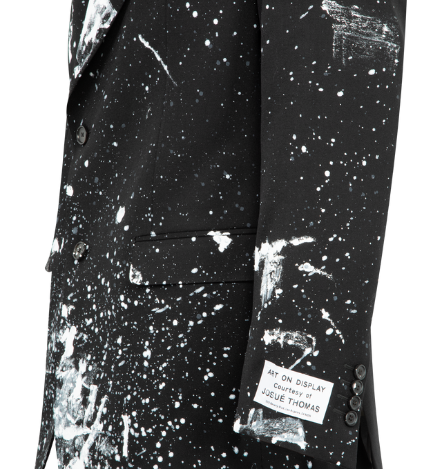 Image 3 of 3 - BLACK - GALLERY DEPT. Thomas Dress Single Breasted Coat featuring structured silhouette with front flap pockets, button closure, buttoned cuffs, FRENCH DPT. logotype embroidered at the back collar, fully lined interior and hand-painted. 95% virgin wool, 5% cashmere. Made in Italy.