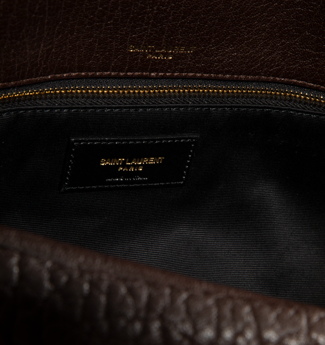 Image 4 of 4 - BROWN - SAINT LAURENT Calypso Large Bag featuring grosgrain lining, snap button closure and one interior pocket. 11" X 8.7" X 4.7". 95% lambskin, 5% brass.