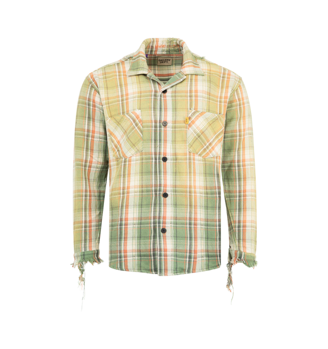 Image 1 of 2 - GREEN - GALLERY DEPT. Marley Flannel featuring spread collar, 2 chest patch pockets, button fastening front closure and regular fit. 100% cotton.