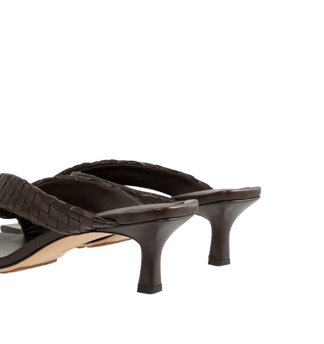 Image 3 of 4 - BLACK - BOTTEGA VENETA Riva Mule featuring kitten heel mule sandal in woven lambskin with padded tubular straps, twisted design and rubber-injected leather outsole. Heel: 2". Lambskin. Made in Italy.
