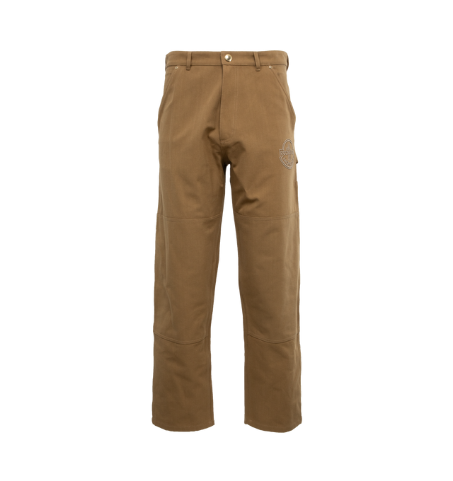 Image 1 of 4 - BROWN - MONCLER GENIUS MONCLER X ROC NATION BY JAY-Z TROUSERS are a cargo pant style with a snap closure and side slit pockets. Fits true to size. 100% cotton. 