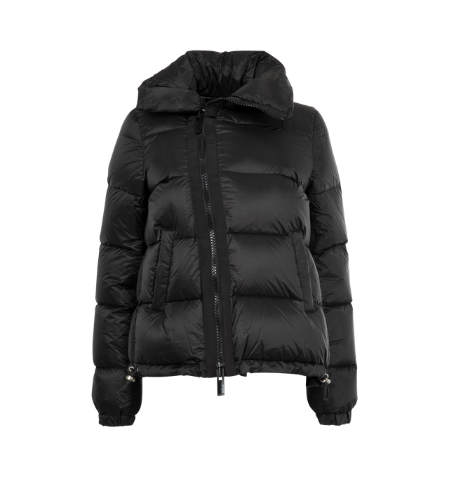 Image 1 of 2 - BLACK - SACAI Puffer Jacket featuring a down-feather filling, a padded design, front zip fastening, a stand-up collar, long sleeves with elasticated cuffs, two front welt pockets and a drawstring hem. 100% nylon.