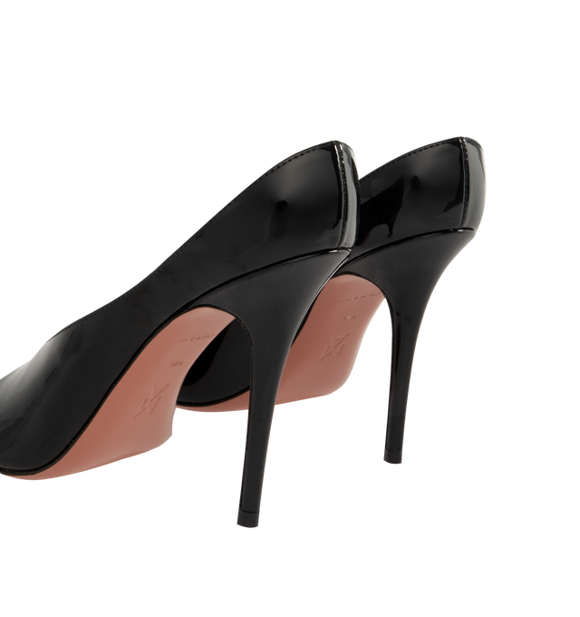 Image 3 of 4 - BLACK - AMINA MUADDI Anok Slipper featuring open rounded toe, open back and 105mm stiletto heel. 100% calfskin. Made in Italy.