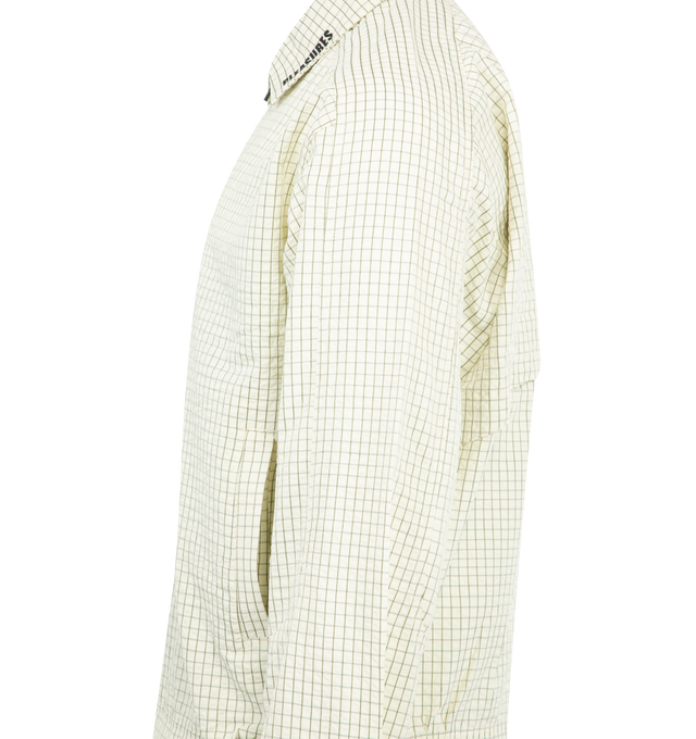 Image 3 of 3 - WHITE - PLEASURES Shifty Track Jacket featuring front zipper closure, logo on collar, two side pockets and button cuffs.