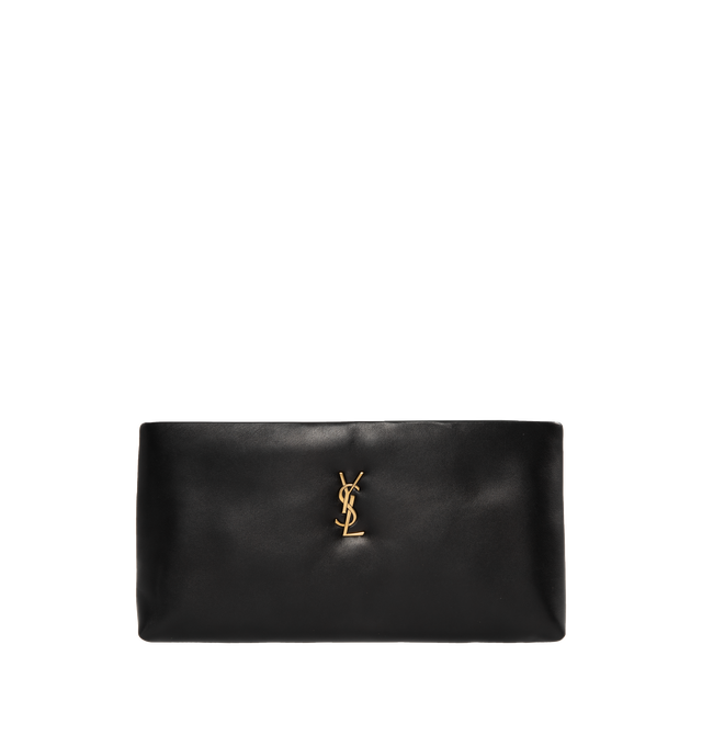 Image 1 of 3 - BLACK - SAINT LAURENT Calypso Long Pouch featuring a pillowed effect, zip closure and one flat pocket. 11.8" X 5.9" X 1.4". 100% lambskin.  