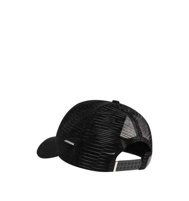 Image 3 of 3 - BLACK - AMIRI 3 Star Trucker Hat featuring adjustable backstrap, front leather applique detail and leather logo patch at back. 100% cotton. Made in USA.