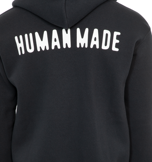 Image 4 of 4 - BLACK - HUMAN MADE Zip-Up Hoodie featuring zip front closure, heart logo embroidery on the chest and "Human Made" print on the back.  