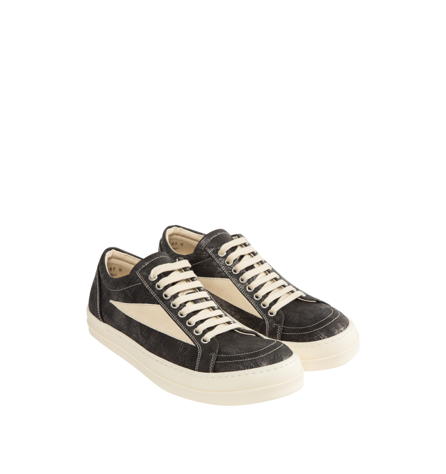 Image 2 of 5 - BROWN - DRKSHDW Vintage Sneaks Sneakers featuring low-top, lace-up closure, padded collar, treaded rubber sole and contrast stitching in white. Upper: calfskin. Sole: rubber. Made in Italy.