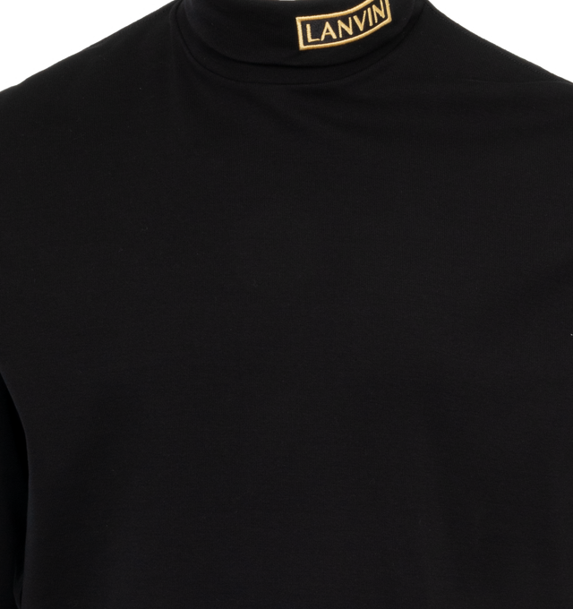 Image 3 of 3 - BLACK - LANVIN LAB X FUTURE Jersey Turtleneck Top featuring long sleeves, high neck and logo embroidered on neck. 100% cotton.  
