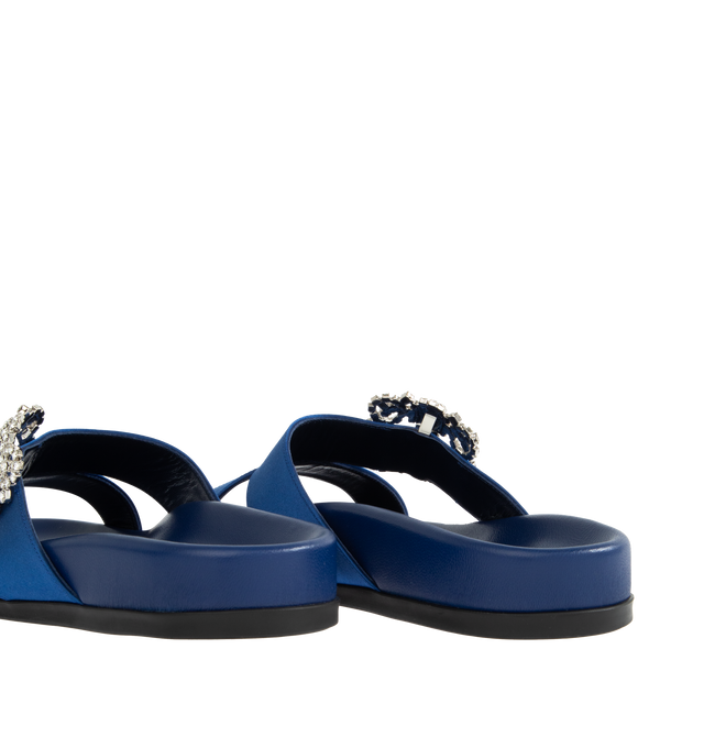 CHILANGHI SATIN JEWEL BUCKLE FLAT MULES