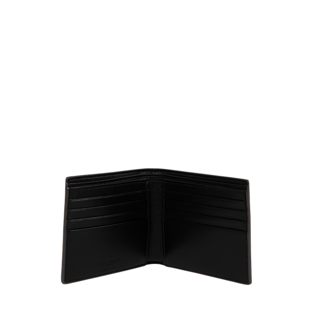 Image 3 of 3 - GREY - SAINT LAURENT Wallet featuring embossed logo, single compartment, eight card slots, two bill slots, two receipt compartments and leather lining. 4.3 X 3.7 X 1 inches. 100% calfskin leather.  