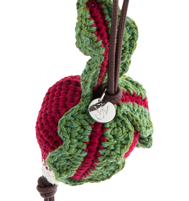 Image 2 of 2 - RED - JW ANDERSON Radish Charm featuring radish shape, strap at top, branded medallion, all-over hand-crocheted, padded and leather trims. 7cm x 5cm. 100% cotton.