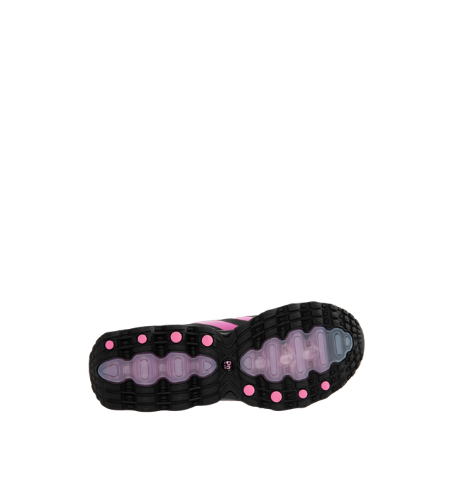 Image 4 of 5 - BLACK - NIKE Air Max Dn8 Sneaker featuring Dynamic Air system with dual-chambered tubes and tuned pressure levels, sculpted upper made from lightweight mesh on top, plastic heel clip, foam midsole, rubber outsole and reflective design details.