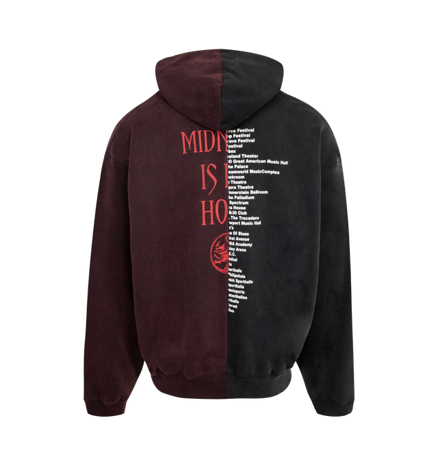 Image 2 of 2 - BLACK - VETEMENTS Cradle of Filth Cut-Up Oversized Zip-Up Hoodie featuring cotton French terry , embroidered logo and drawstring at hood, two-way zip closure, text and graphic printed at front and back, patch pockets at waist, rib-knit hem and cuffs and dropped shoulders. 100% cotton. Made in Portugal.