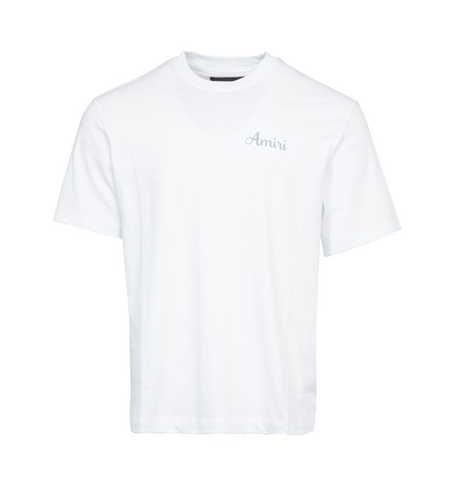 Image 1 of 4 - WHITE - AMIRI Lanesplitters Tee featuring short sleeves, crew neck and front and back Amiri logo detail. 100% cotton. Made in Italy. 
