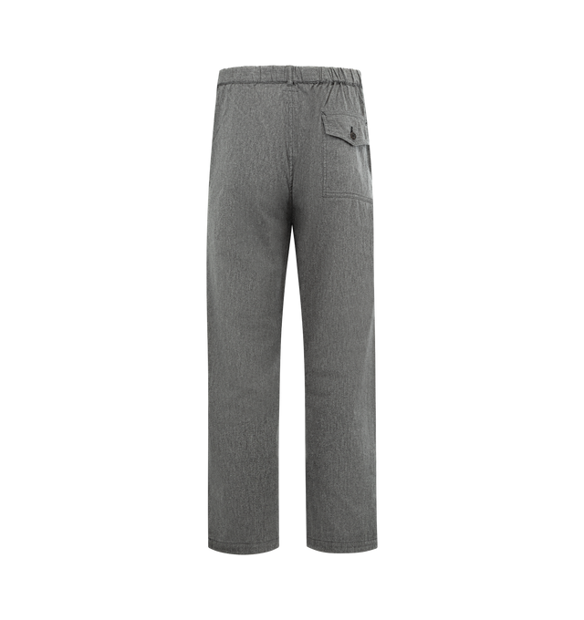 Image 2 of 3 - GREY - POST O'ALLS Town & Country Pants featuring an easy elastic waist with drawstring, relaxed silhouette, six pockets, including the series' signature three flap pockets and full length. 100% cotton. Made in Japan.