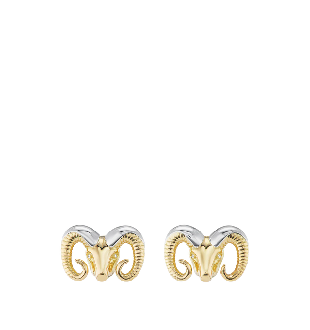 Image 1 of 1 - GOLD - BRENT NEALE Zodiac Stud Earrings featuring 18K yellow gold and diamond rounds.