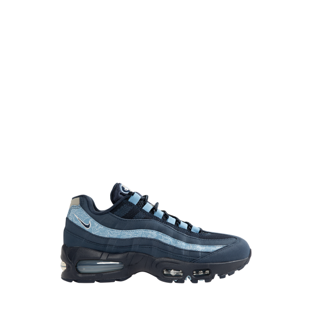 Image 1 of 5 - BLUE - NIKE Air Max 95 Big Bubble SE Sneaker featuring mixed materials and visible cushioning, textile and leather for a layered look, visible Max Air cushioning and flex grooves in the midsole and outsole.