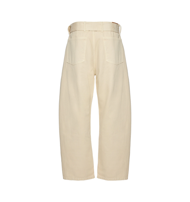 Image 2 of 2 - NEUTRAL - MAGDA BUTRYM Belted Wide-Leg Denim Trousers featuring relaxed wide-leg, dropped waist, coordinating belt that cinches the silhouette, front seams and patch pockets at the back. 100% cotton.