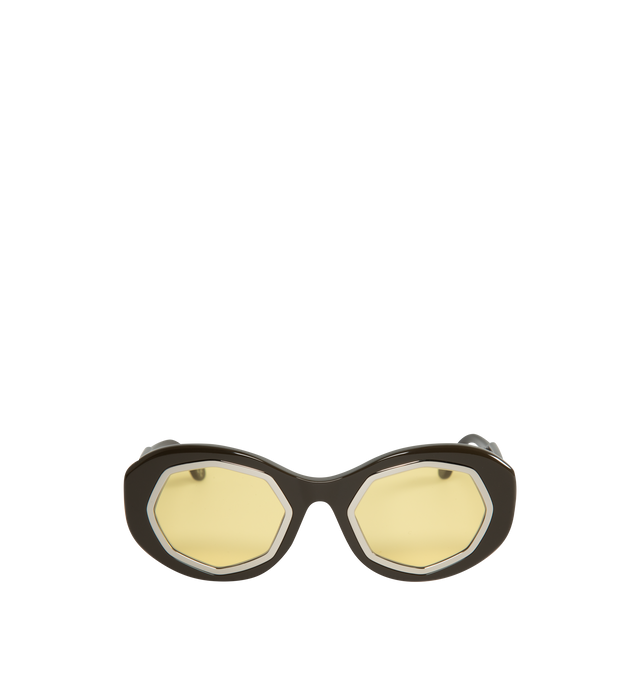 Image 1 of 3 - BROWN - MARNI SUNGLASSES MOUNT BROMO featuring yellow lenses, integrated nose pads and logo engraved at temples. Acetate. 