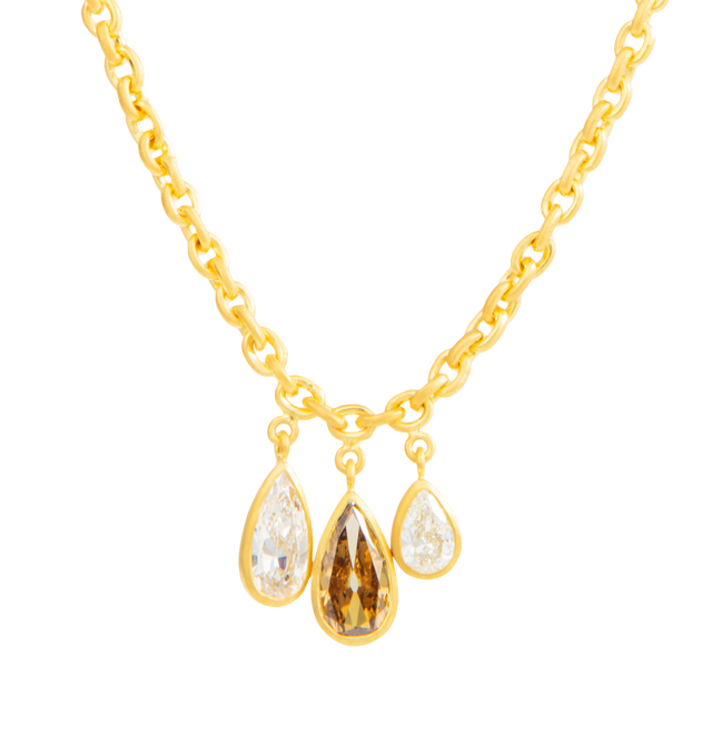 Image 2 of 2 - GOLD - DARIUS JEWELS Three Stone Necklace featuring 17 Triple Pear Diamond Gem Drop Fairy Chain necklace in 18K Fairmined Yellow Gold. Hirshleifers offers a range of initial pieces from this collection in-store. For personal consultation and detailed information about jewelry, please contact our dedicated stylist team at personalshopping@hirshleifers.com. This item may be restricted for online purchase to international clients. For assistance purchasing this item please contact our dedicated