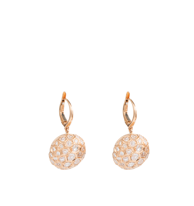 Image 1 of 1 - PINK - SIDNEY GARBER Honeycomb Earrings feature elegant rose cut diamonds. 18k Rose Gold. Rose Cut Diamonds 2.00ct. Size Small, .60in Diameter. Approximately 1in Long. 