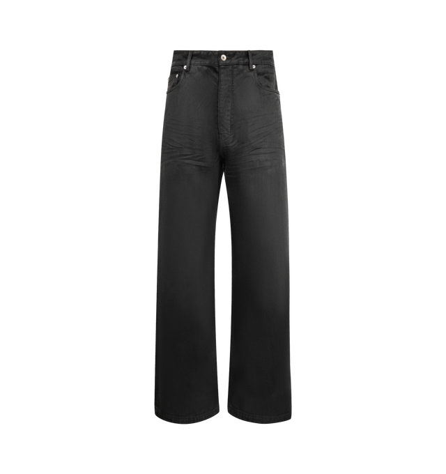 Image 1 of 3 - BLACK - DRKSHDW Geth Jeans featuring belt loops, zip fly, 5 pocket detailing, floor length and wide leg. 100% cotton.