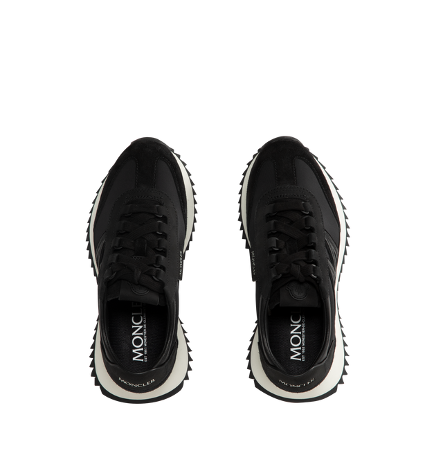 Image 5 of 5 - BLACK - Moncler Womens Pacey2 Sneakers feature a nylon, suede, and nubuck upper. Designed with a lace-up closure, mesh lining, padded construction, leather detailing, signature monogram accent, and TR outsole. Upper: Cow Leather and 100% Polyamide/Nylon; Lining: Cow Leather; Sole: 100% Elastodiene. Sole Height: 3.2 cm. Made in Vietnam.
