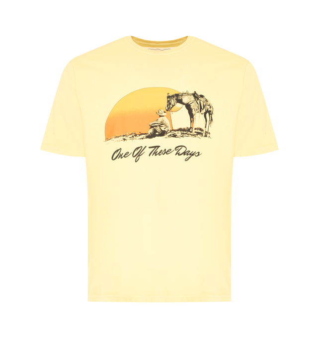 Image 1 of 2 - YELLOW - ONE OF THESE DAYS Could Only Remember T-Shirt featuring a ribbed crewneck, short sleeves and screen-printed graphics on front. 100% cotton.