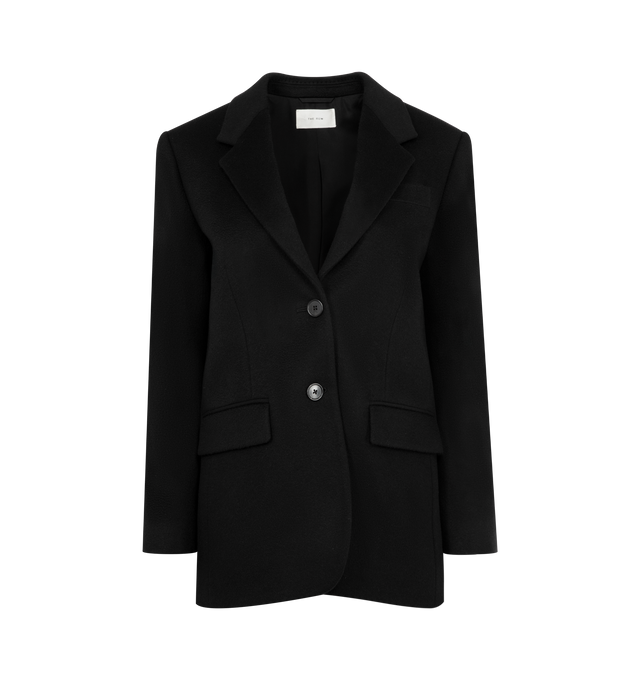 Image 1 of 2 - BLACK - THE ROW Valerina Blazer Jacket featuring notched lapel, double button closure, flap pockets, padded shoulders, four-button cuffs and vented back hem.