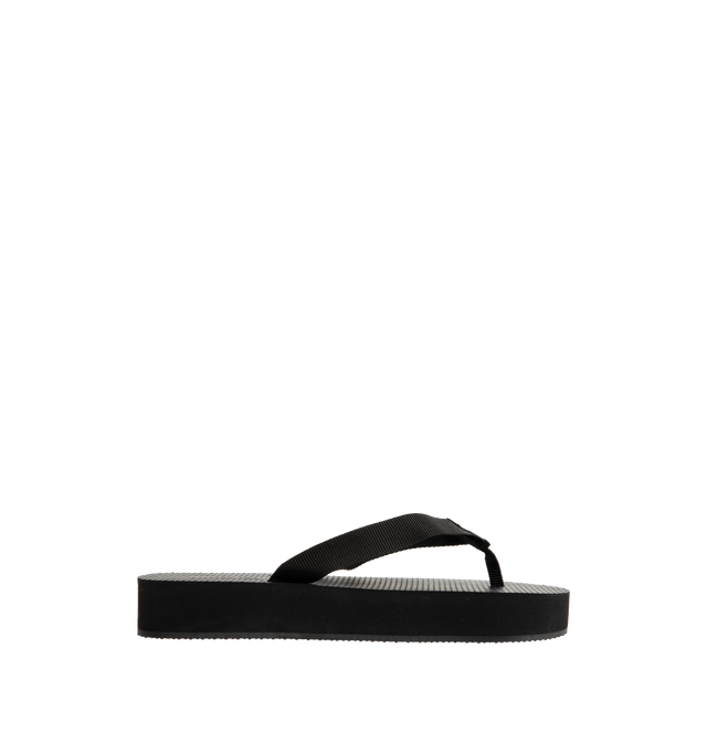 Image 1 of 5 - BLACK - The Row Platform flip-flop sandal in cotton grosgrain with textured footbed and lightweight rubber sole. 66% Cotton, 34% Viscose, synthetic sole. Made in Italy.