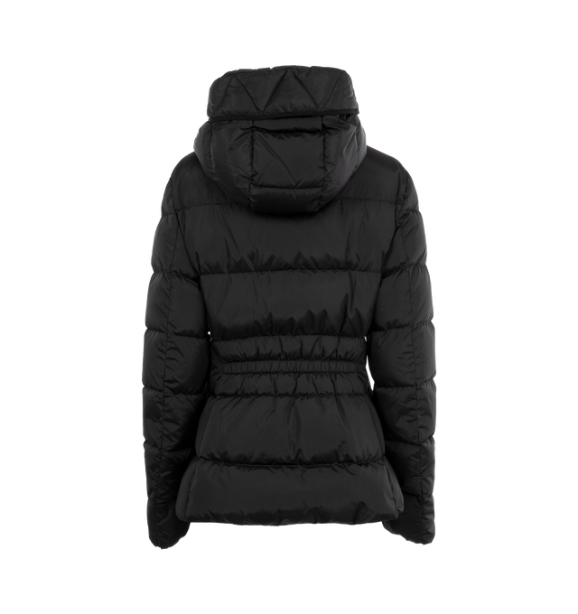 Image 2 of 3 - BLACK - Moncler Avoce Down Jacket features a zipper closure, an adjustable hood, and zipped welt pockets. Recycled longue saison lining. 100% polyamide, Fill: 90% down, 10% feather. Made in Armenia or Italy.
