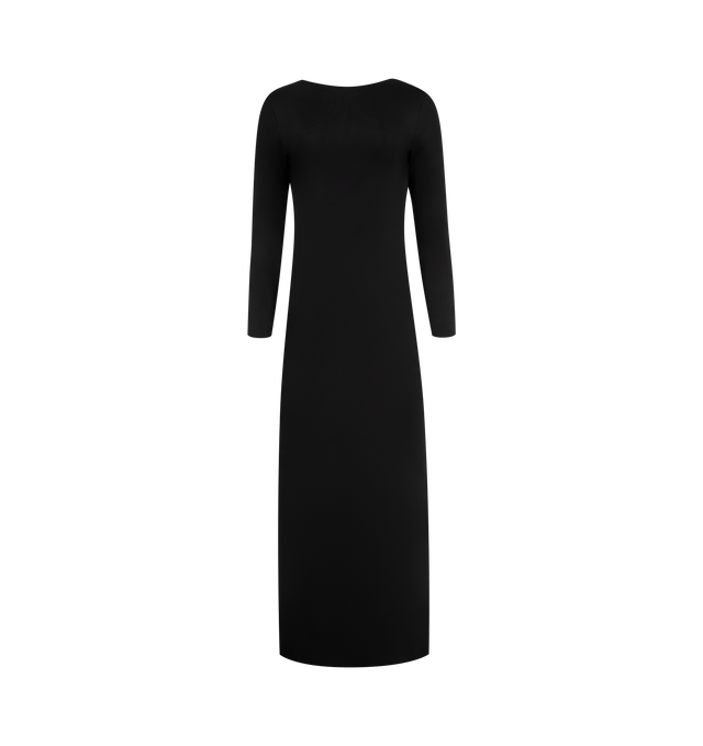 Image 1 of 4 - BLACK - Bottega Veneta Long dress in lightweight compact viscose with metal knot chain detail at the back in a slim fit. Made in Italy. 100% Viscose.